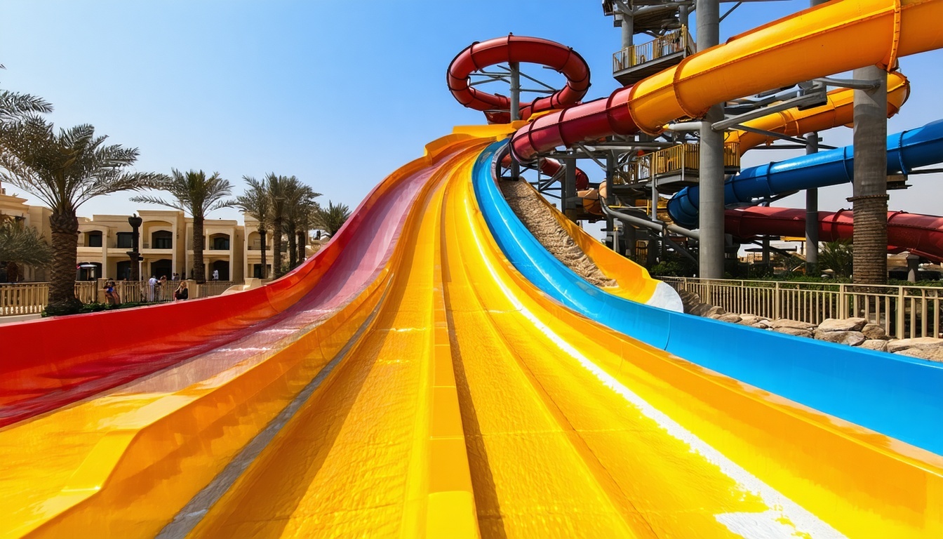 Thrilling water slides at Water Park Dubai